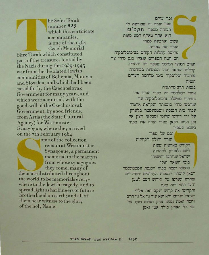 Our Czech Scroll - Holocaust Memorial Torah #529 - Temple B'nai Chaim